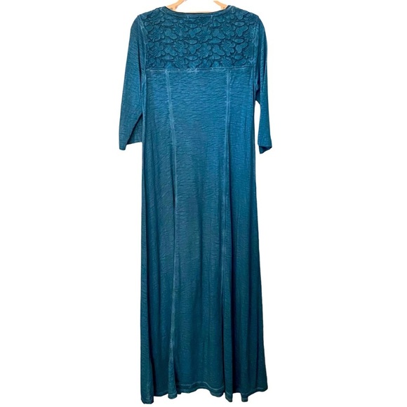 SOFT SURROUNDINGS Lace Accent Henley Half Button Maxi Dress sz XS - Picture 2 of 5